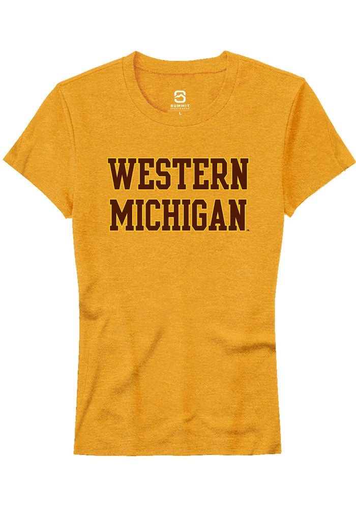 Western Michigan Broncos Womens Gold Straight Block Short Sleeve T-Shirt