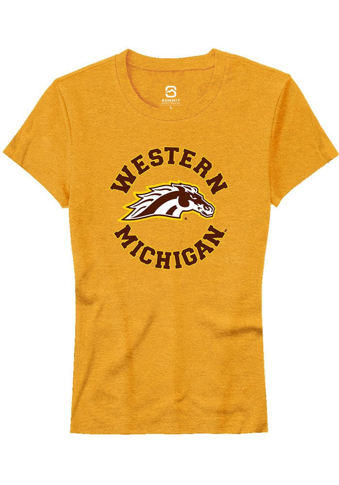 Western Michigan Broncos Womens Gold Circle Short Sleeve T-Shirt