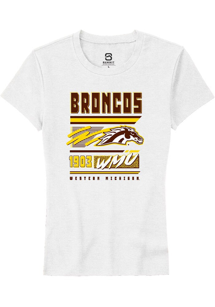 Western Michigan Broncos Womens White Retro Short Sleeve T-Shirt