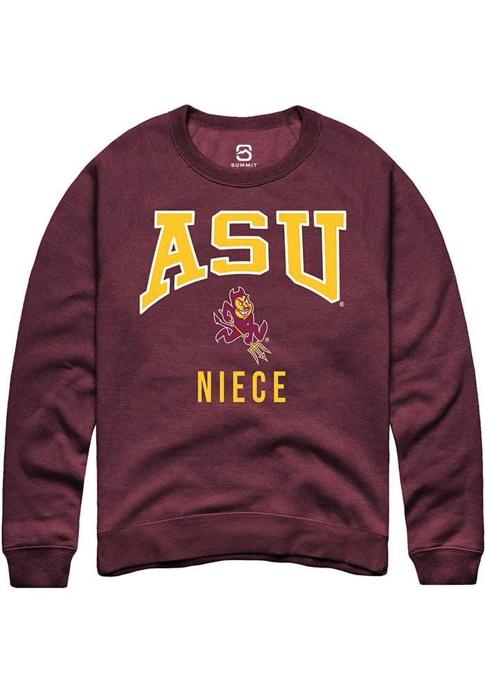 Arizona State Sun Devils Mens Maroon Niece Long Sleeve Crew Sweatshirt