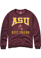 Arizona State Sun Devils Mens Maroon Best Friend Long Sleeve Crew Sweatshirt
