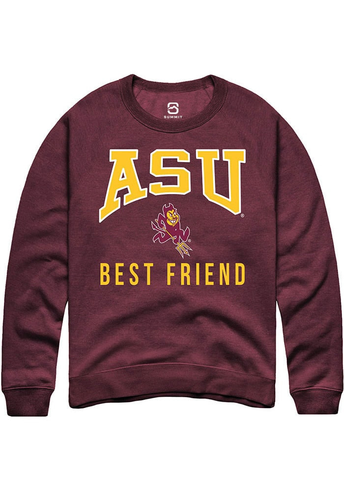 Arizona State Sun Devils Mens Maroon Best Friend Long Sleeve Crew Sweatshirt