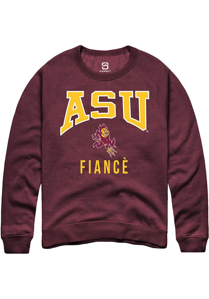Arizona State Sun Devils Mens Maroon Fiancé Long Sleeve Crew Sweatshirt