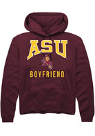 Arizona State Sun Devils Mens Maroon Boyfriend Long Sleeve Hoodie