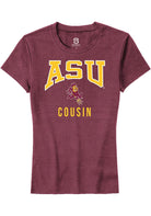 Arizona State Sun Devils Womens Maroon Cousin Short Sleeve T-Shirt
