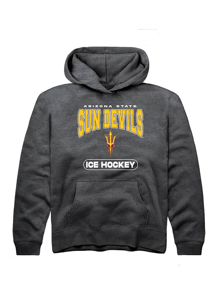 Arizona State Sun Devils Youth Charcoal Ice Hockey Long Sleeve Hoodie