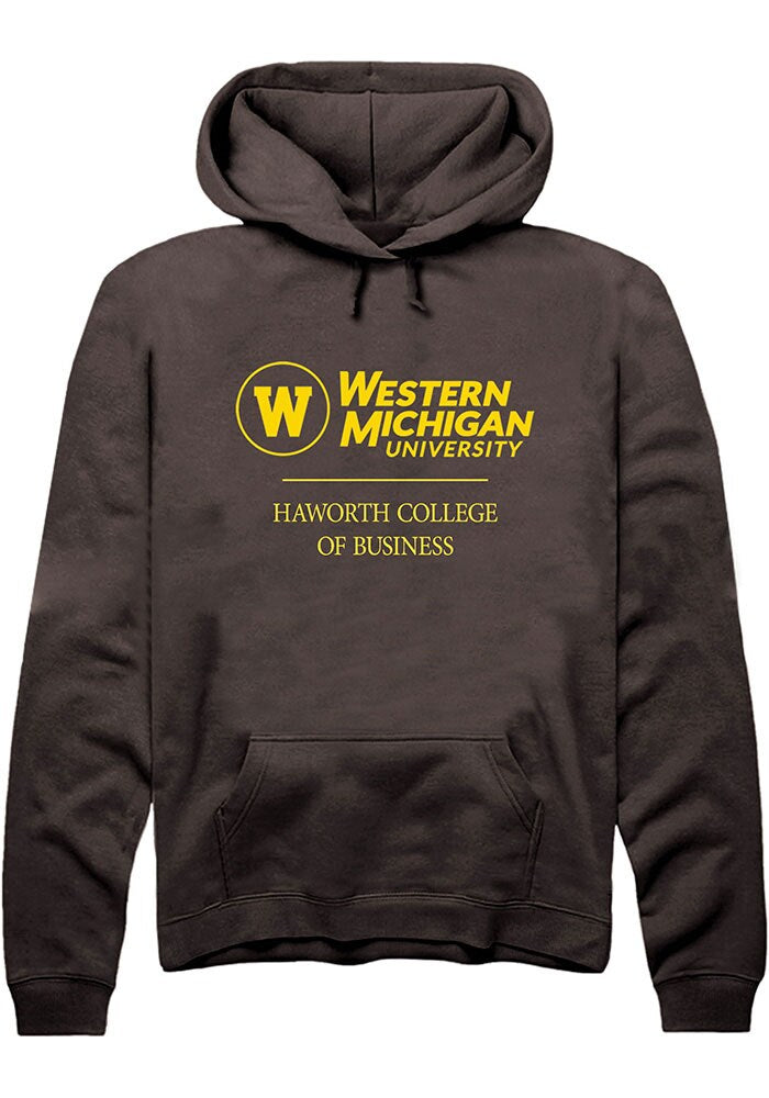 Western Michigan Broncos Mens Brown Haworth College of Business Logo Long Sleeve Hoodie