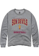 Arizona State Sun Devils Mens Grey Basketball Long Sleeve Crew Sweatshirt