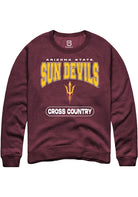 Arizona State Sun Devils Mens Maroon Cross Country Long Sleeve Crew Sweatshirt