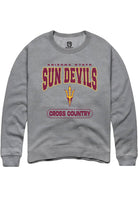 Arizona State Sun Devils Mens Grey Cross Country Long Sleeve Crew Sweatshirt