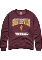 Arizona State Sun Devils Mens Maroon Football Long Sleeve Crew Sweatshirt