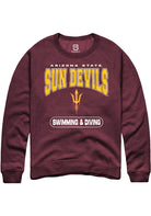 Arizona State Sun Devils Mens Maroon Swimming and Diving Long Sleeve Crew Sweatshirt
