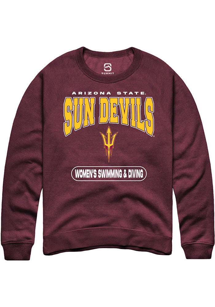 Arizona State Sun Devils Mens Maroon Womens Swimming and Diving Long Sleeve Crew Sweatshirt