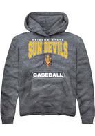 Arizona State Sun Devils Mens Charcoal Baseball Long Sleeve Hoodie