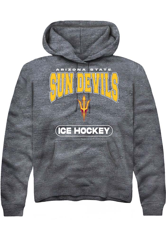 Arizona State Sun Devils Mens Charcoal Ice Hockey Long Sleeve Hoodie