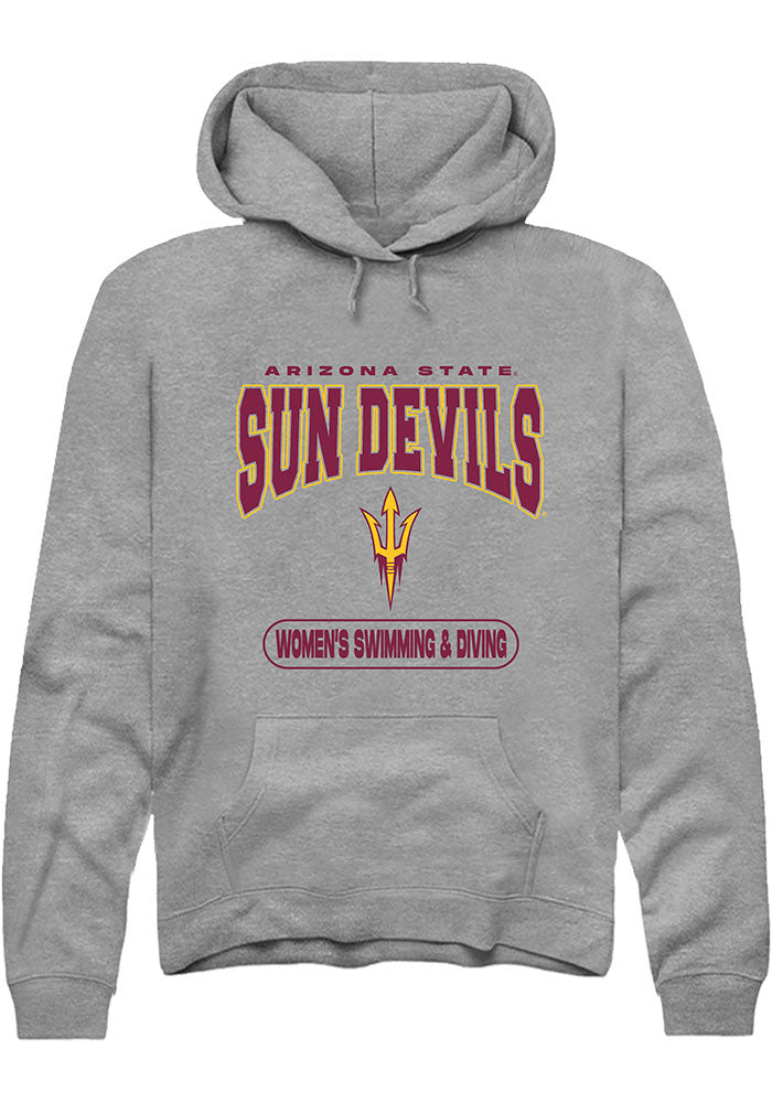 Arizona State Sun Devils Mens Grey Womens Swimming and Diving Long Sleeve Hoodie