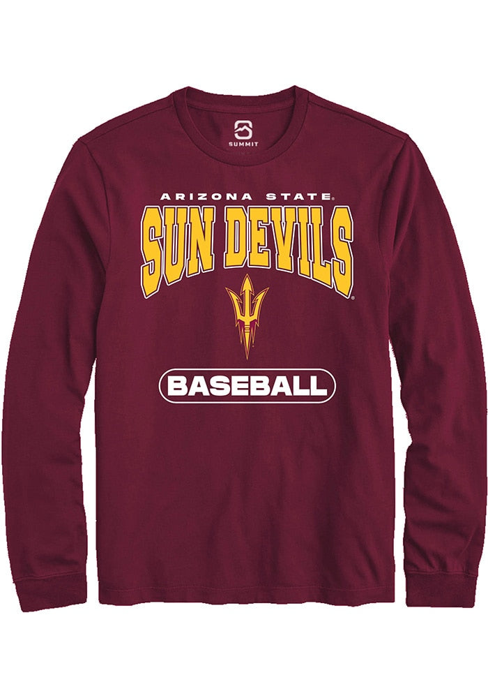 Arizona State Sun Devils Maroon Baseball Long Sleeve T-Shirt