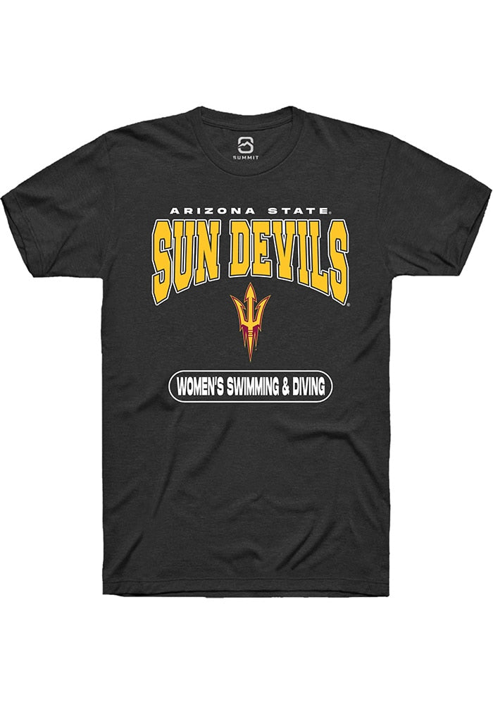 Arizona State Sun Devils Black Womens Swimming and Diving Short Sleeve T-Shirt