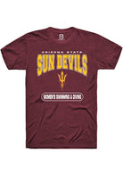 Arizona State Sun Devils Maroon Womens Swimming and Diving Short Sleeve T-Shirt