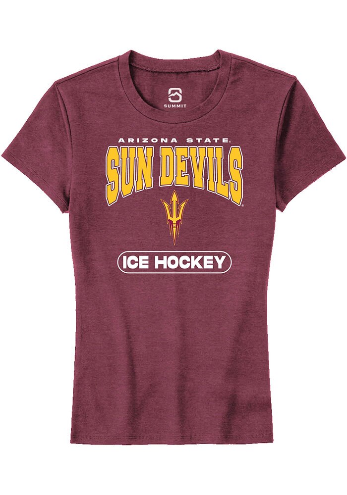 Arizona State Sun Devils Womens Maroon Ice Hockey Short Sleeve T-Shirt
