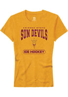 Arizona State Sun Devils Womens Gold Ice Hockey Short Sleeve T-Shirt