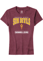 Arizona State Sun Devils Womens Maroon Swimming and Diving Short Sleeve T-Shirt