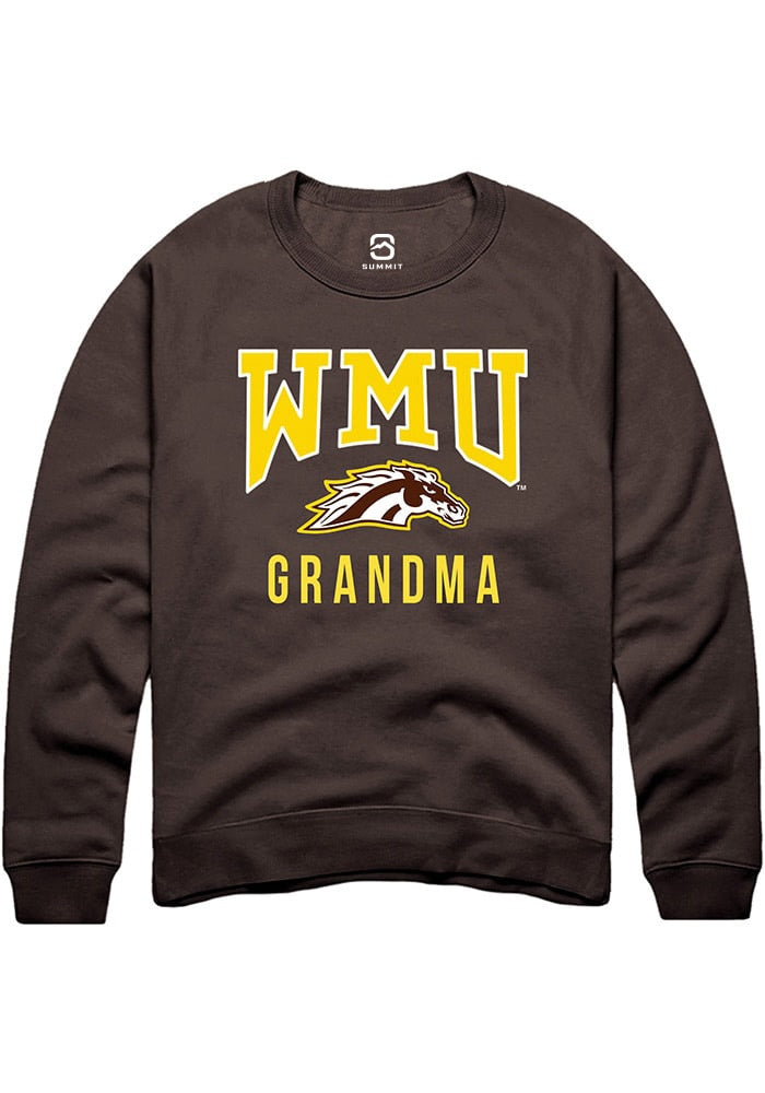 Western Michigan Broncos Mens Brown Grandma Long Sleeve Crew Sweatshirt