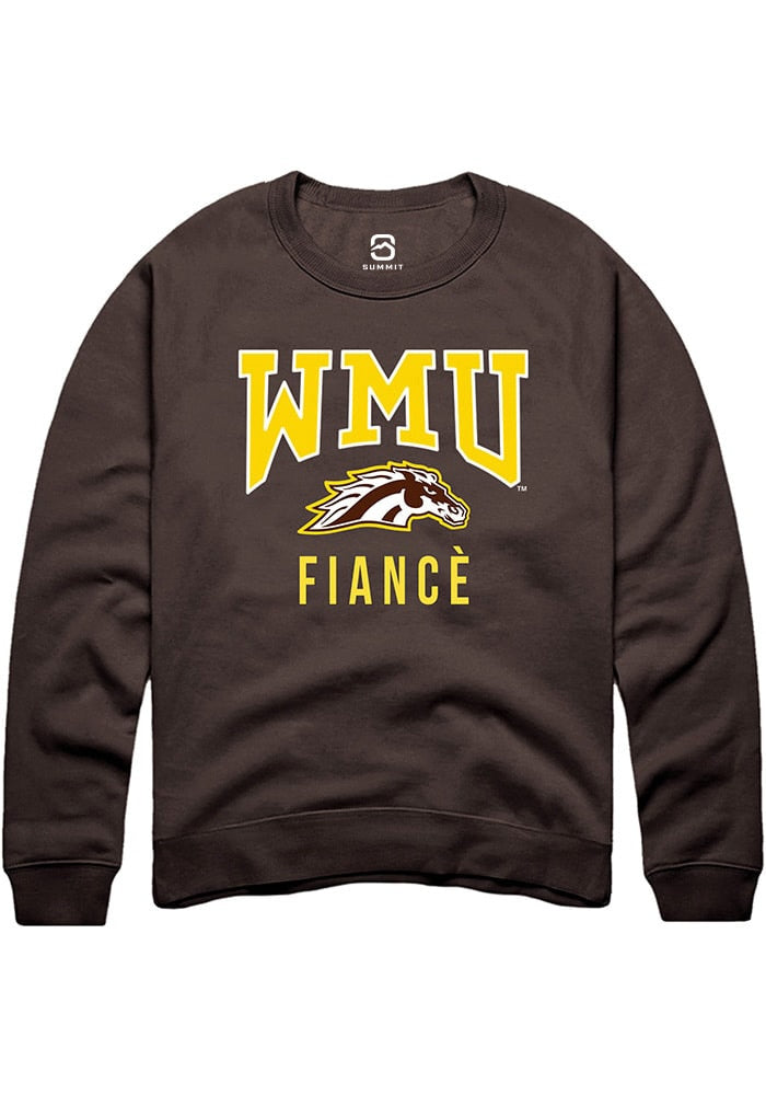 Western Michigan Broncos Mens Brown Fiancé Long Sleeve Crew Sweatshirt