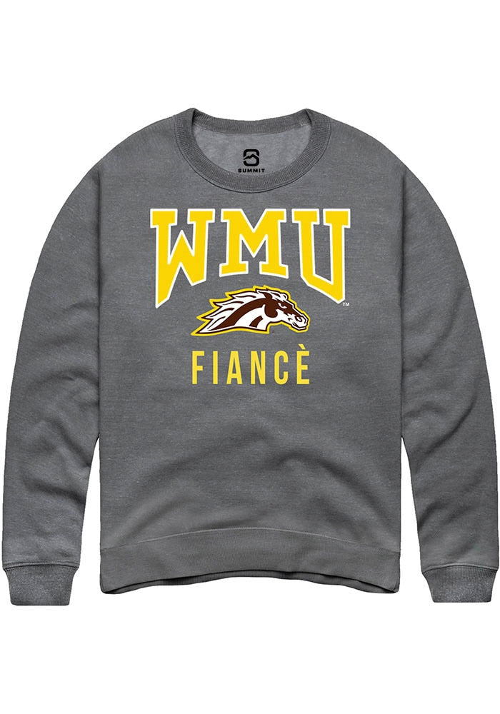 Western Michigan Broncos Mens Grey Fiancé Long Sleeve Crew Sweatshirt