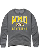 Western Michigan Broncos Mens Grey Boyfriend Long Sleeve Crew Sweatshirt