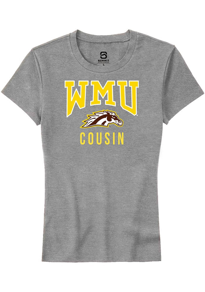 Western Michigan Broncos Womens Grey Cousin Short Sleeve T-Shirt