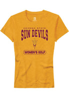 Arizona State Sun Devils Womens Gold Womens Golf Short Sleeve T-Shirt