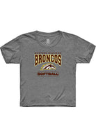Western Michigan Broncos Youth Grey Softball Short Sleeve T-Shirt