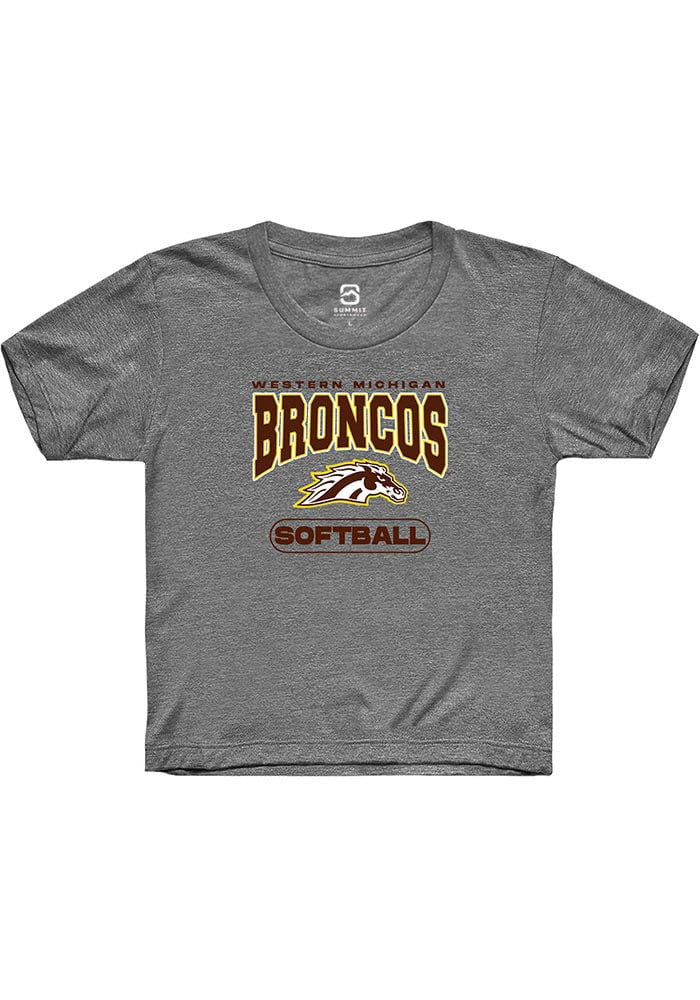 Western Michigan Broncos Youth Grey Softball Short Sleeve T-Shirt