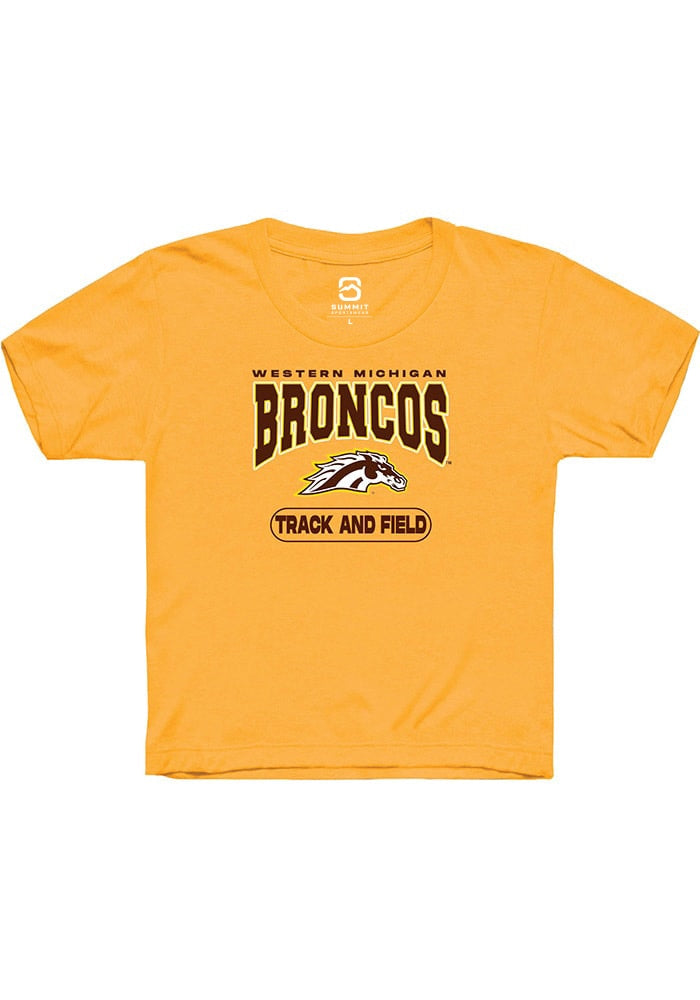 Western Michigan Broncos Youth Gold Track and Field Short Sleeve T-Shirt