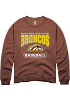 Western Michigan Broncos Mens Brown Baseball Long Sleeve Crew Sweatshirt