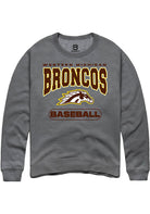 Western Michigan Broncos Mens Grey Baseball Long Sleeve Crew Sweatshirt