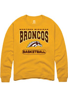 Western Michigan Broncos Mens Gold Basketball Long Sleeve Crew Sweatshirt