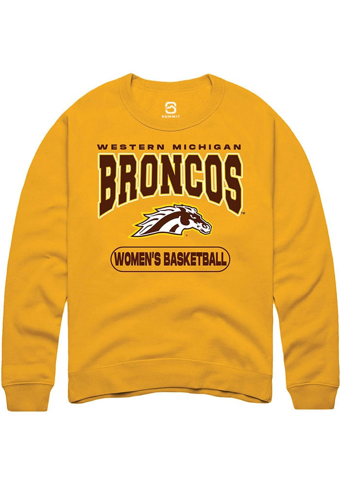 Western Michigan Broncos Mens Gold Womens Basketball Long Sleeve Crew Sweatshirt