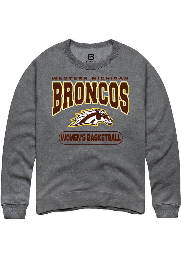 Western Michigan Broncos Mens Grey Womens Basketball Long Sleeve Crew Sweatshirt