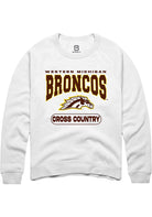 Western Michigan Broncos Mens White Cross Country Long Sleeve Crew Sweatshirt