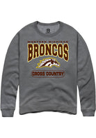 Western Michigan Broncos Mens Grey Cross Country Long Sleeve Crew Sweatshirt