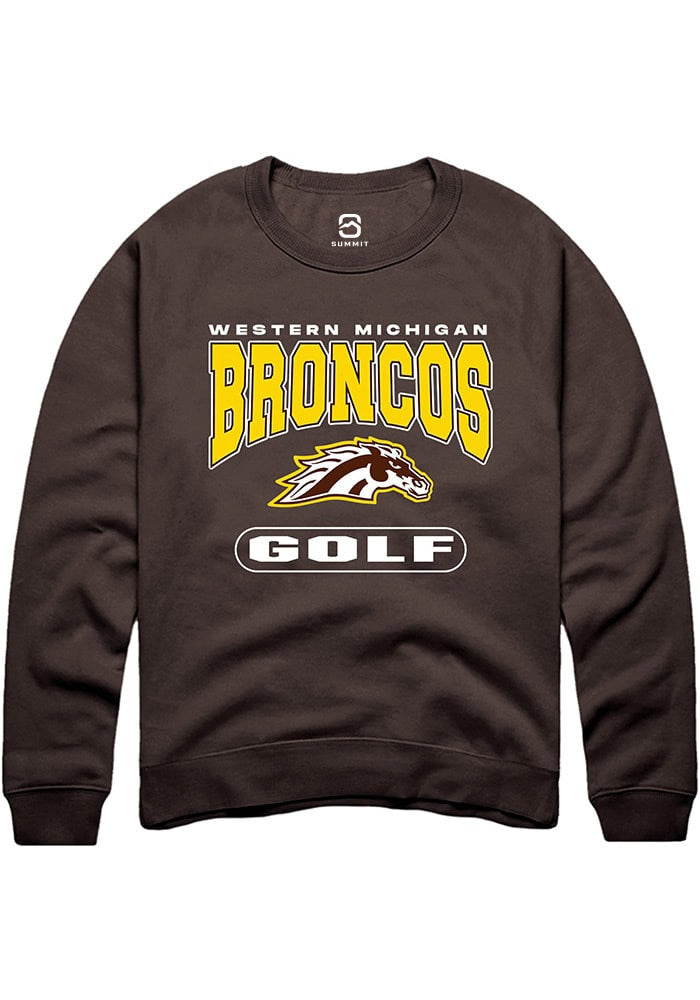 Western Michigan Broncos Mens Brown Golf Logo Long Sleeve Crew Sweatshirt