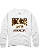 Western Michigan Broncos Mens White Golf Long Sleeve Crew Sweatshirt