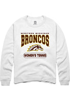 Western Michigan Broncos Mens White Womens Tennis Long Sleeve Crew Sweatshirt