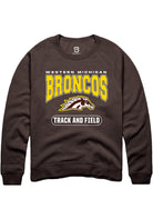 Western Michigan Broncos Mens Brown Track and Field Logo Long Sleeve Crew Sweatshirt