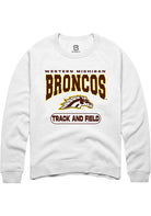 Western Michigan Broncos Mens White Track and Field Long Sleeve Crew Sweatshirt