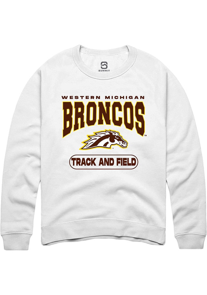 Western Michigan Broncos Mens White Track and Field Long Sleeve Crew Sweatshirt