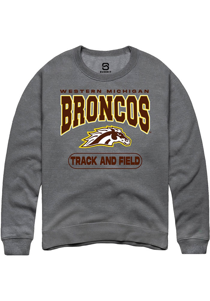 Western Michigan Broncos Mens Grey Track and Field Long Sleeve Crew Sweatshirt