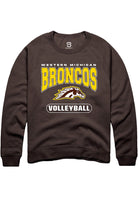 Western Michigan Broncos Mens Brown Volleyball Logo Long Sleeve Crew Sweatshirt